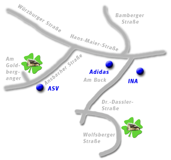 skizzierter Stadtplan von Herzogenaurach